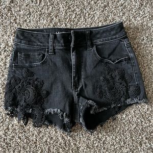 Black American Eagle High Rise Shortie Shorts